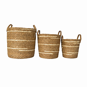 KIT C/3 CESTOS DE PALHA NATURAL