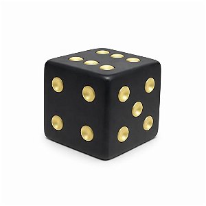 ESCULTURA EM RESINA DADO 10X10CM PRETO C/ DOURADO