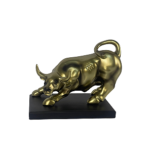 ESTATUETA TOURO DOURADO WALL STREET EM RESINA 9CM