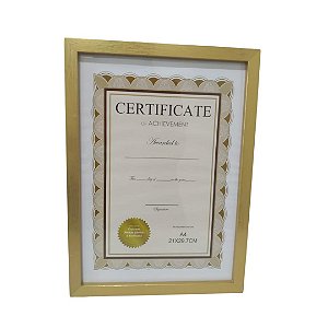 MOLDURA P/CERTIFICADO MDF DOURADO A4