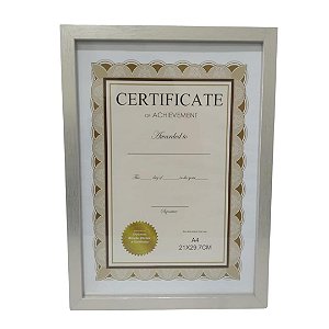 Moldura A4 para Certificado em MDF Prata