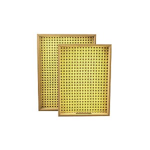 KIT COM 2 BANDEJAS EM MDF C/ FUNDO TRELIÇA