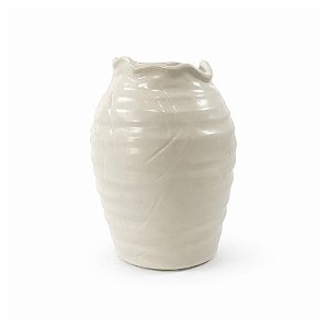 VASO DE CERAMICA TEXTURIZADO COM BORDA ASSIMETRICA BRANCO