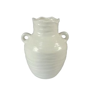 VASO DE CERAMICA TEXTURIZADO JARRO BRANCO 14,5X19CM