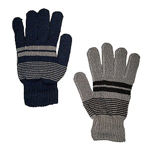 Kit 12 Un Luva Lã Listrada Inverno Frio Unissex Adulto Básica