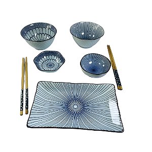CONJUNTO PRATOS E TIGELAS P/ SUSHI CERAMICA C/7 PÇS NA CAIXA