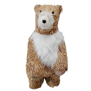 Enfeite Natal Urso de Palha em Pé 31cm