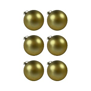 BOLA NATALINA 10CM FOSCO DOURADO C/6 UN