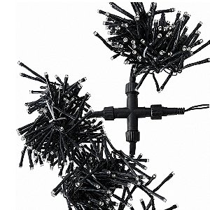 CORDAO C/ 120 LEDS CLUSTER EFEITO CACHO WARM BIVOLT