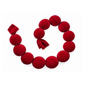 CORDÃO DE BOLAS NATALINA EM VELUDO PLUSH VERMELHO 1,10M