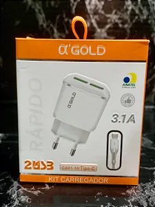 CARREGADOR CA01-10 ALPHA GOLD TIPO-C