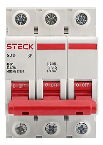 Disjuntor Termomagnético 3kA 25A 3P Curva C Tripolar SDD63C25 Steck