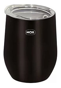 Copo Cuia Térmico com Tampa 360ml Preto Liso Mor