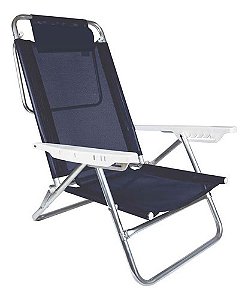 Cadeira De Praia Reclinável Alumínio Com Almofada Summer Cor Azul Mor