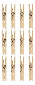 Prendedor Pregador De Roupa Madeira Natural 12 Unidades Mor