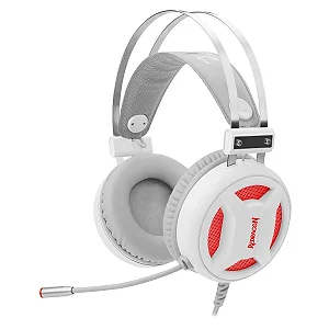 Fone de Ouvido com Microfone Gamer Lunar Branco Redragon