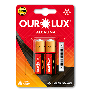 Pilha Alcalina Pequena Blister - Aa 2 Unidades - Ourolux