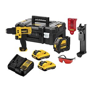 Kit Parafusadeira De Impacto Dcd716 E Nível A Laser Dce088 Com 2 Baterias - Dewalt