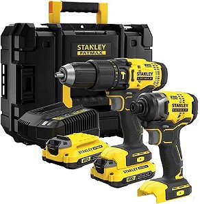 Kit Parafusadeira E Furadeira Modelo Sbdi465d2t 2 Baterias E Carregador 20v - Stanley