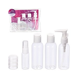 Frasco Viagem 5 Peças Com Estojo Trapézio Art Beauty