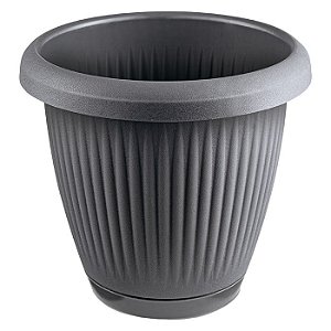 Vaso Plástico 1,4L C/ Prato Redondo Cinza ATEF