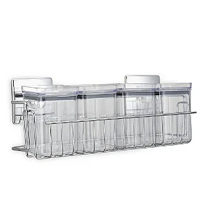 Suporte Parede Com 4 Potes Herméticos P/ Temperos Com Adesivo Dupla Face 3m Arthi