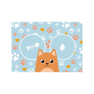 Tapete Pet Comedouro Pvc Gato Azul 35X50cm Uzoo