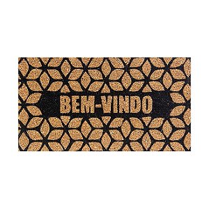 Capacho Fibra de Coco RT 60 x 33 cm Geométrico Preto Uzzo