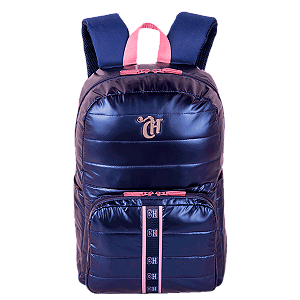 Mochila Grande Capricho Puffer Azul Metálico Sestini