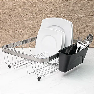 Escorredor de Louça 12 Pratos Prata / Preto Arthi