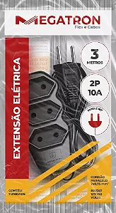 Extensão Megatron 2x0,75mm 3m Paralelo Megatron