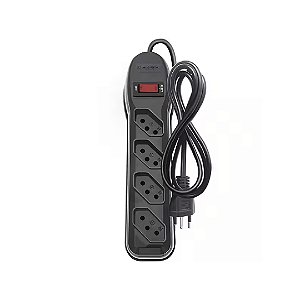Filtro de linha 4 tomadas, Bivolt, 1 metro, Preto, 61, Megatron