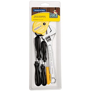 Kit de Ferramentas com Chaves de Fenda Chave Ajustável e Trena 7 peças Tramontina