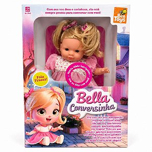 Boneca Bella Conversinha Vestido Rosa e Fala Frases - Bee Toys