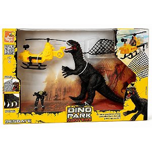 Dinopark Hunters Resgate Com Helicóptero E Soldado Articulado Com Rede De Captura - Bee Toys