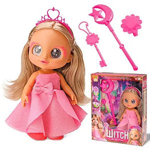 Boneca Witch Fadinha Rosa Com Tiara Varinha de Condão Chave Mágica E Anel - Bee Toys