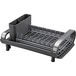 Escorredor de Louça mini Tramontina Plurale em Aço Inox com Secador e Porta-talheres Grafite