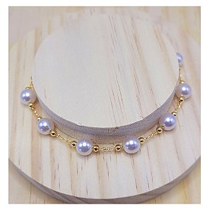 Pulseira Folheada a Ouro 18K com detalhes em pérolas