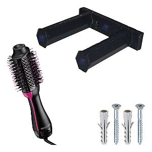 suporte escova secadora alisadora rotativa + parafusos preto