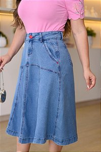 Saia Jeans Midi Premium