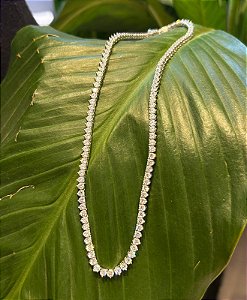 Colar Riviera ródio branco - modelo 3 pontas