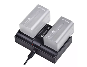 Carregador CameraPro Duplo Usb para Bateria Np-f970 F960 F550 F750