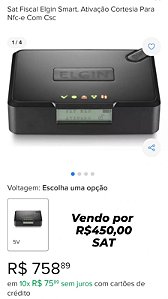 Sat Fiscal Elgin Smart Ativação Cortesia para NFc com Csc