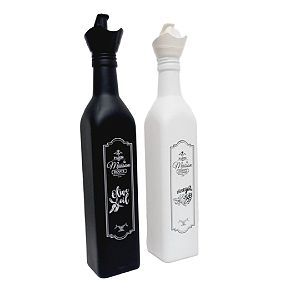 Porta Vinagre Azeite Galheteiro 2 Núcleos Vidro Decorado c/ Bico 500ML (GT004)