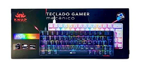 Teclado Knup Gamer, Mecânico, USB, Iluminação Programável RGB