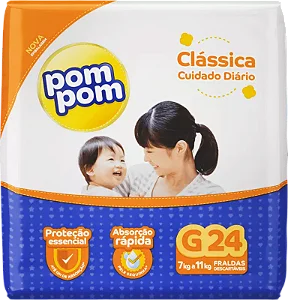 FRALDA POM POM CLÁSSICA JUMBO G 24UN