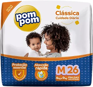 FRALDA POM POM CLÁSSICA JUMBO M 26UN