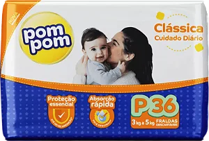 FRALDA POM POM CLÁSSICA ECONÔMICA P 36UN