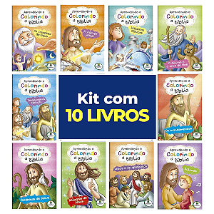 Kit com 10 livros Aprendendo e Colorindo a Bíblia-Brasileitura