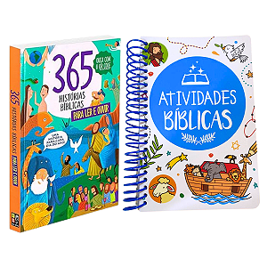 Kit C/ 02 Livros 365 Histórias Bíblicas+365 Atividades Bíblicas Espiral